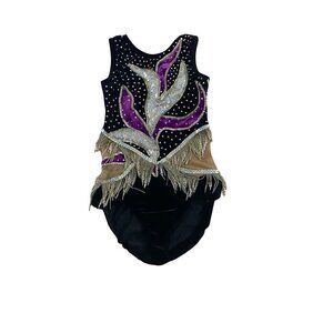 Motionwear Women's Rythmic Gymnastics Tassled, Embellished Leotard - S